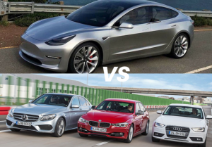 Tesla Model 3 vs Audi A4, BMW 3 series, Mercedes-Benz C-Class