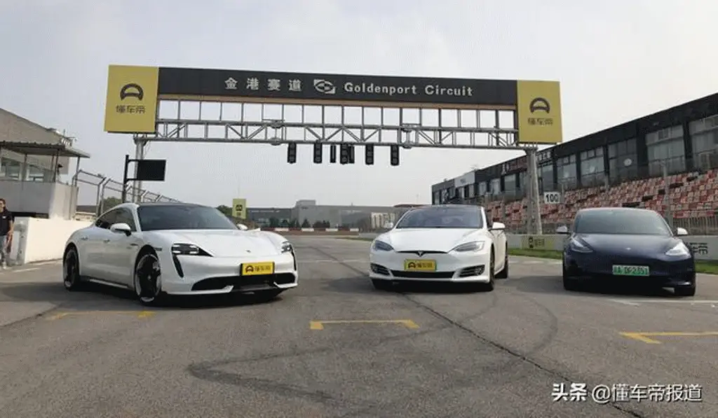 Proud Porsche Taycan Turbo gets humbled on the track by Tesla Model 3