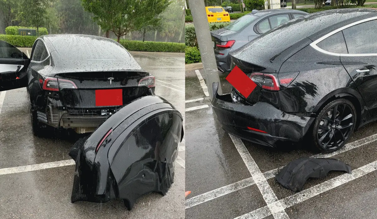 Tesla Finally Admits Design Flaw In Model 3 Caused Rear Bumper Flying Off After Driving Through A Puddle