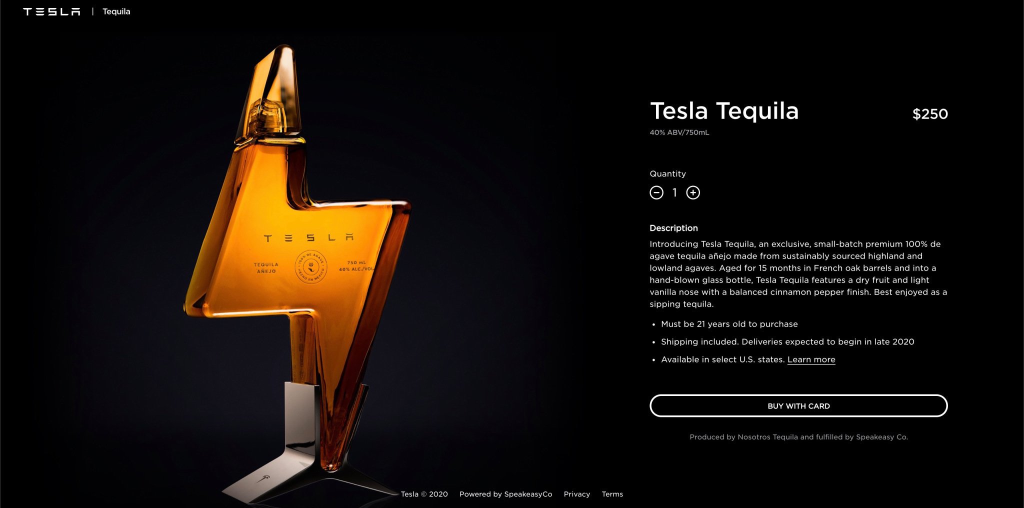 Tesla launches its own expensive tequila brand with crazy-looking bottle