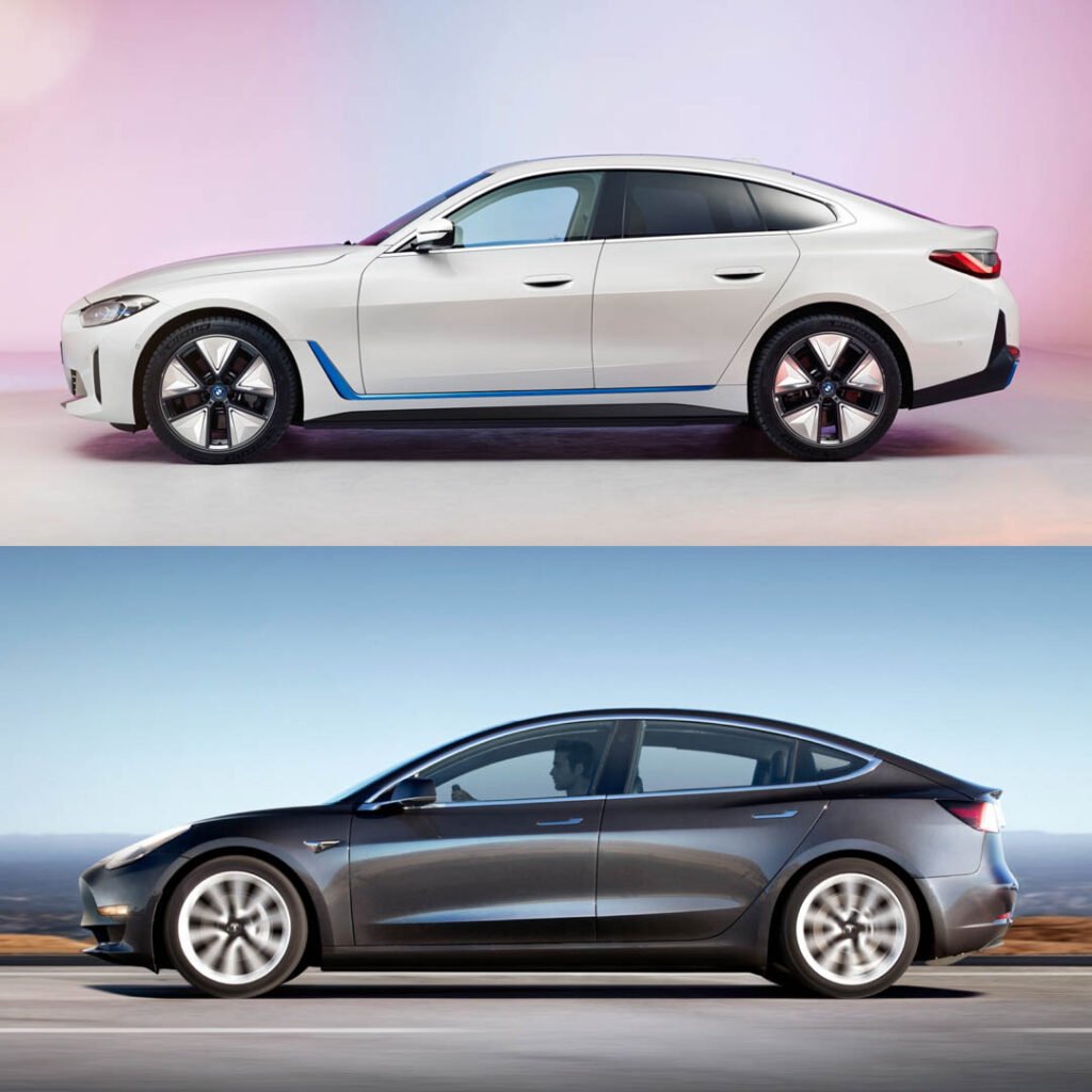 BMW i4 vs Tesla Model 3 Side View