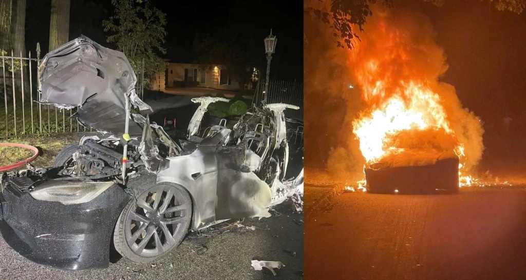 Tesla Model S Plaid Catches Fire