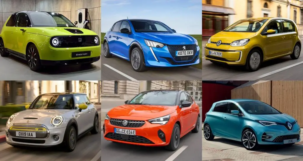 Honda e, Peugeot e-208, Volkswagen e-Up, Vauxhall Corsa-e, MINI Electric, Renault Zoe
