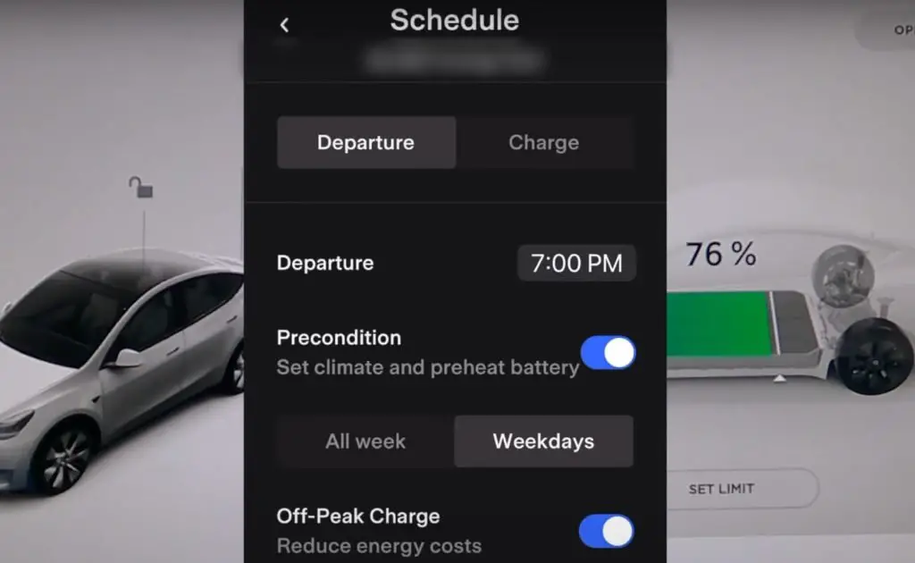 scheduled departure feature to precondition