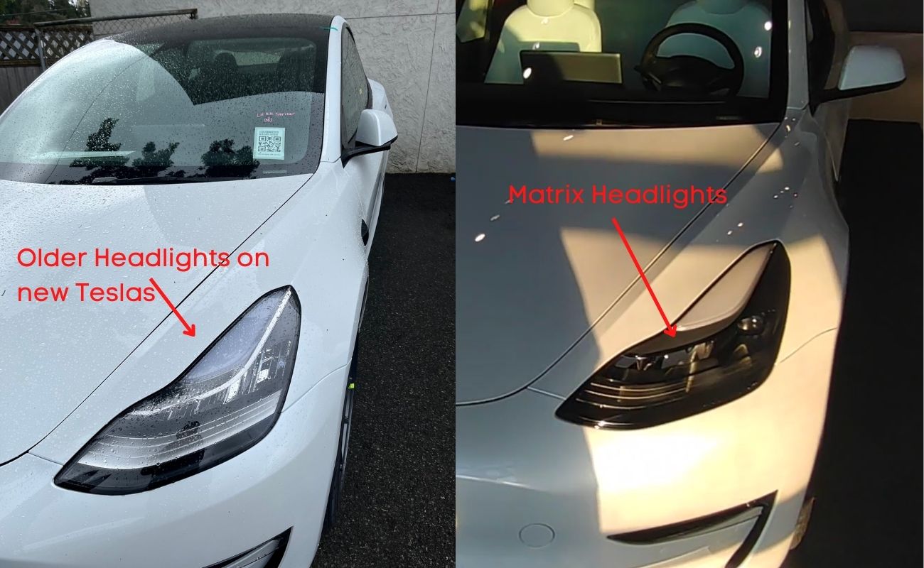 Tesla Old headlights vs Matrix