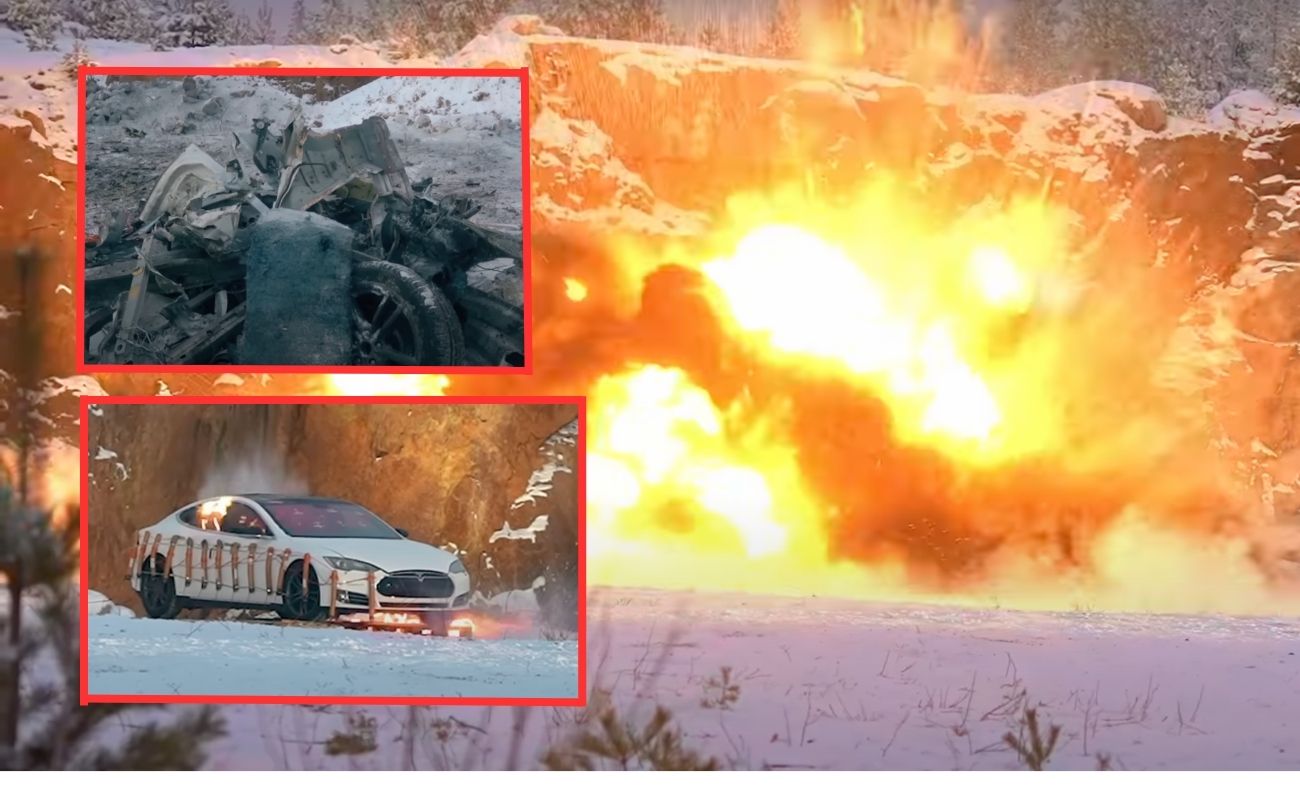 Tesla Model S Explosion with dynamite