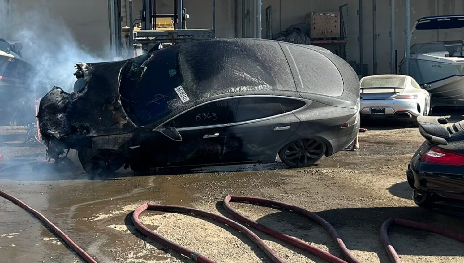 Tesla Bursts Into Flames