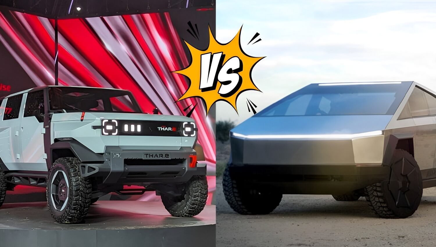 Tesla Cybertruck vs Mahindra Thar.e