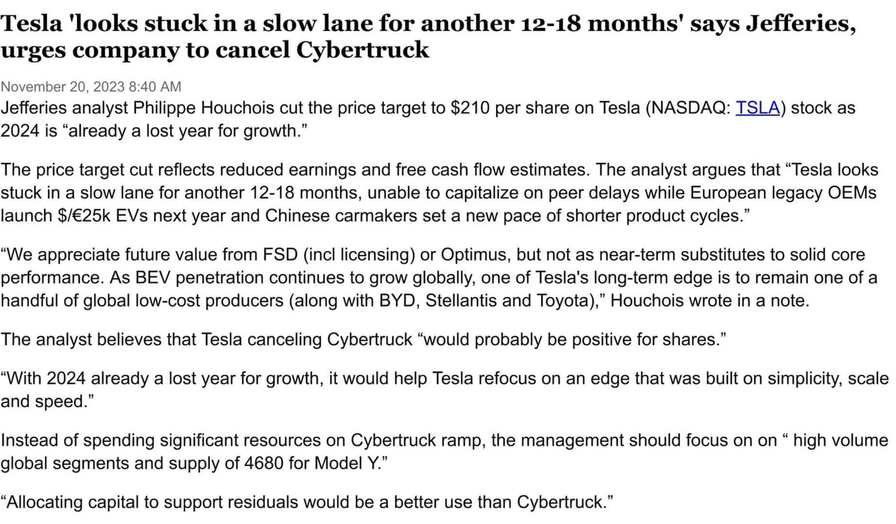 Tesla Cybertruck Financial