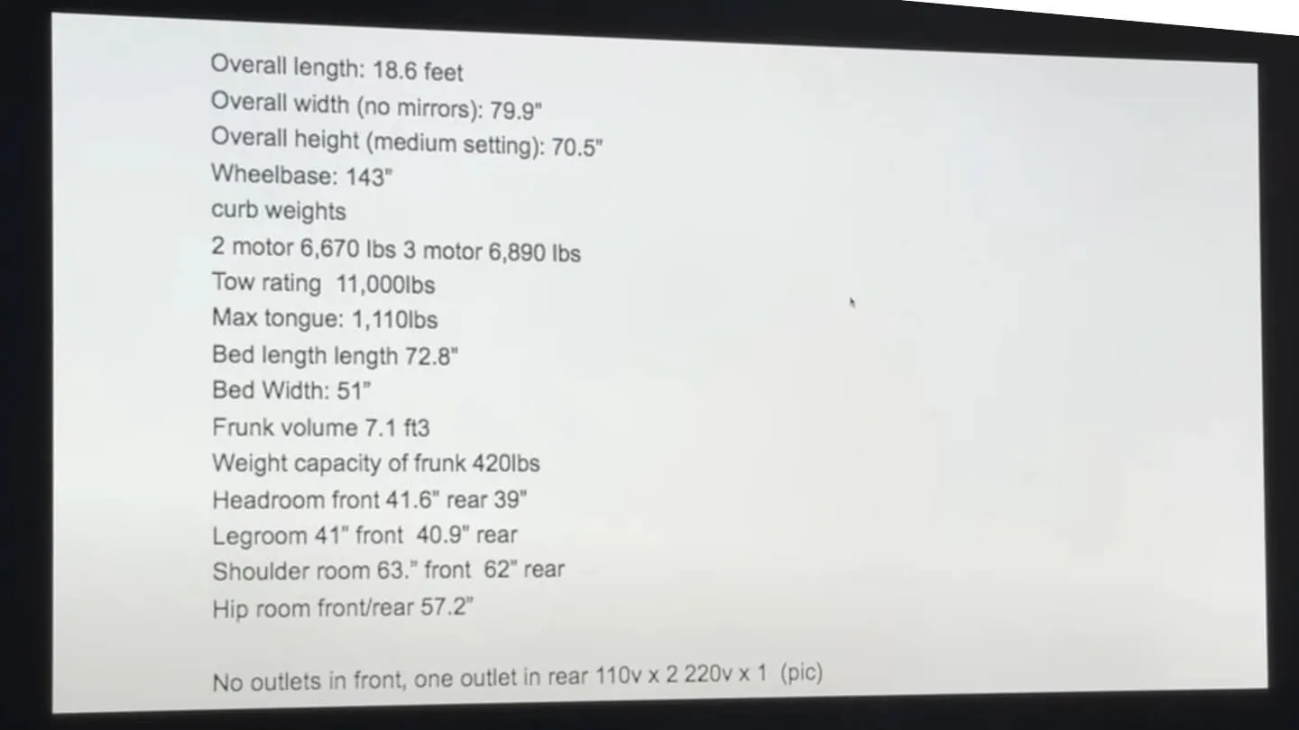 Tesla Cybertruck Specs