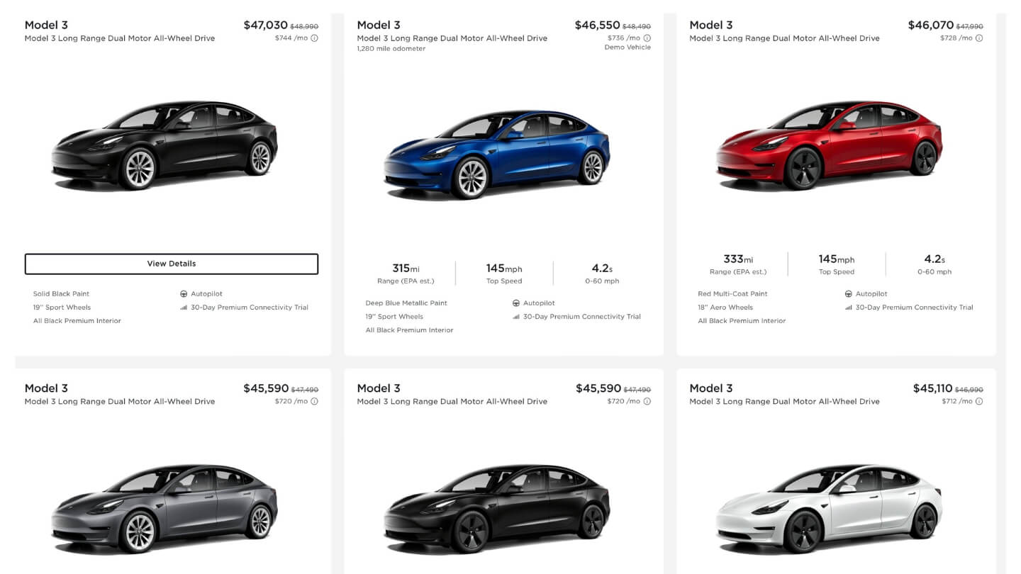 Tesla Model 3 Inventory