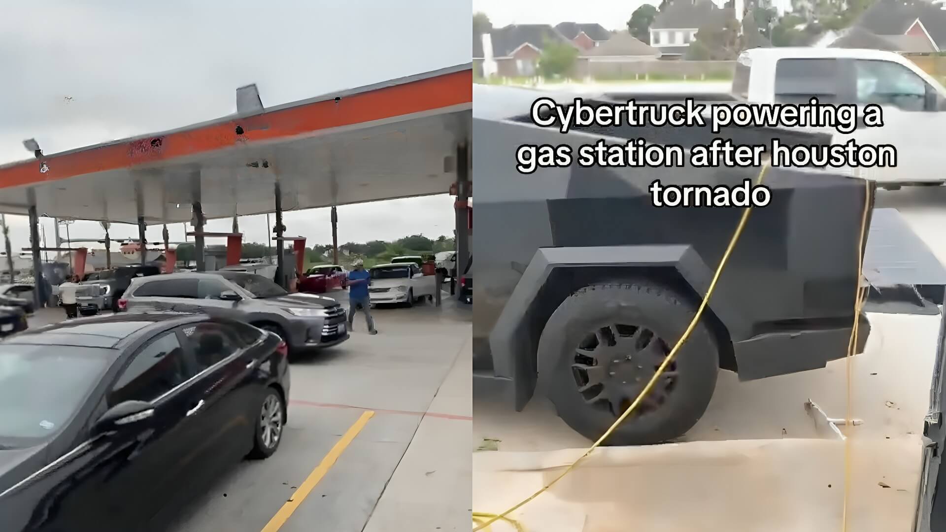 Tesla Cybertruck Powers Gas Station