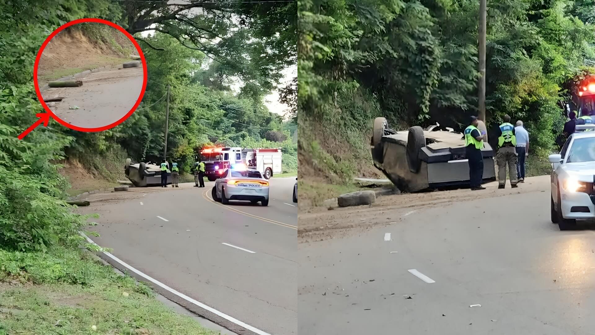 Tesla Cybertruck Flips Over