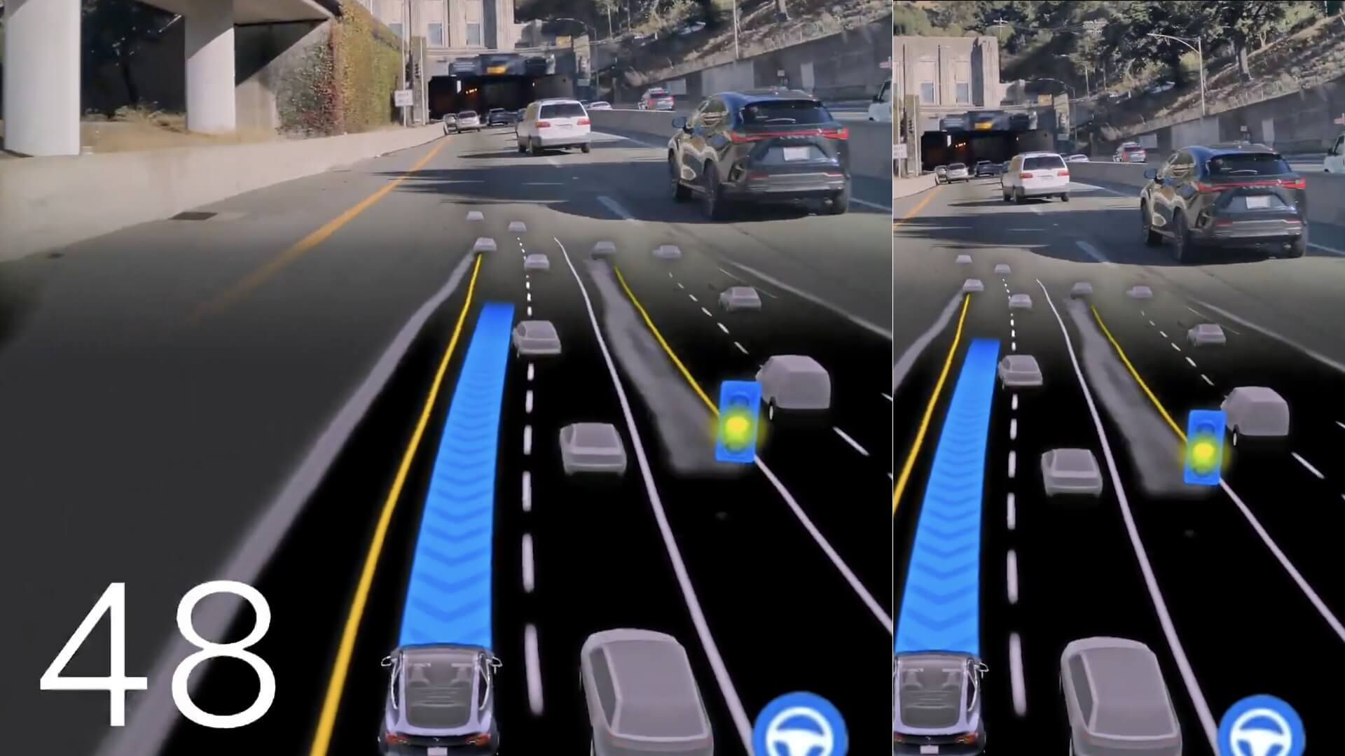 Tesla FSD v12.5.6.3 Update Anticipates Lane Pull-Outs with Early and Cautious Slowing