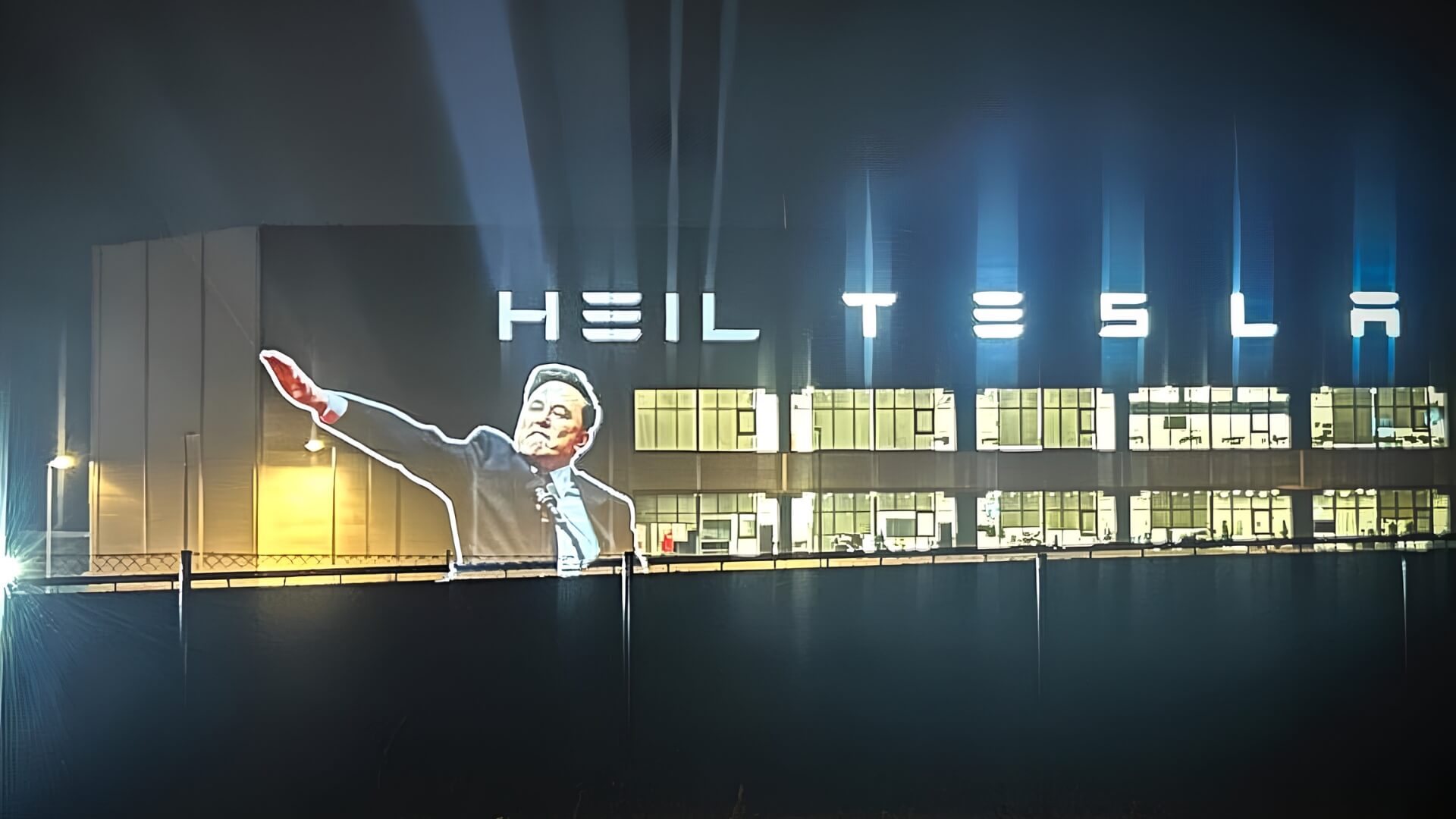 Tesla Berlin Factory Faces Backlash Over Projected Image of Elon Musk
