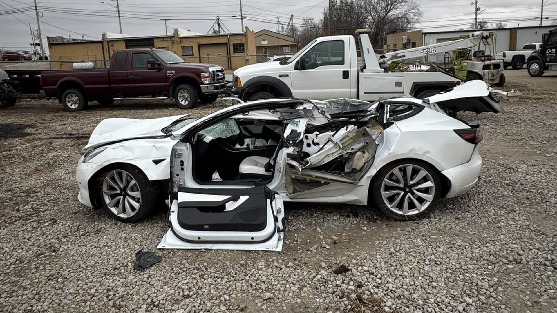 Tesla Model Y Gets Crushed by Truck