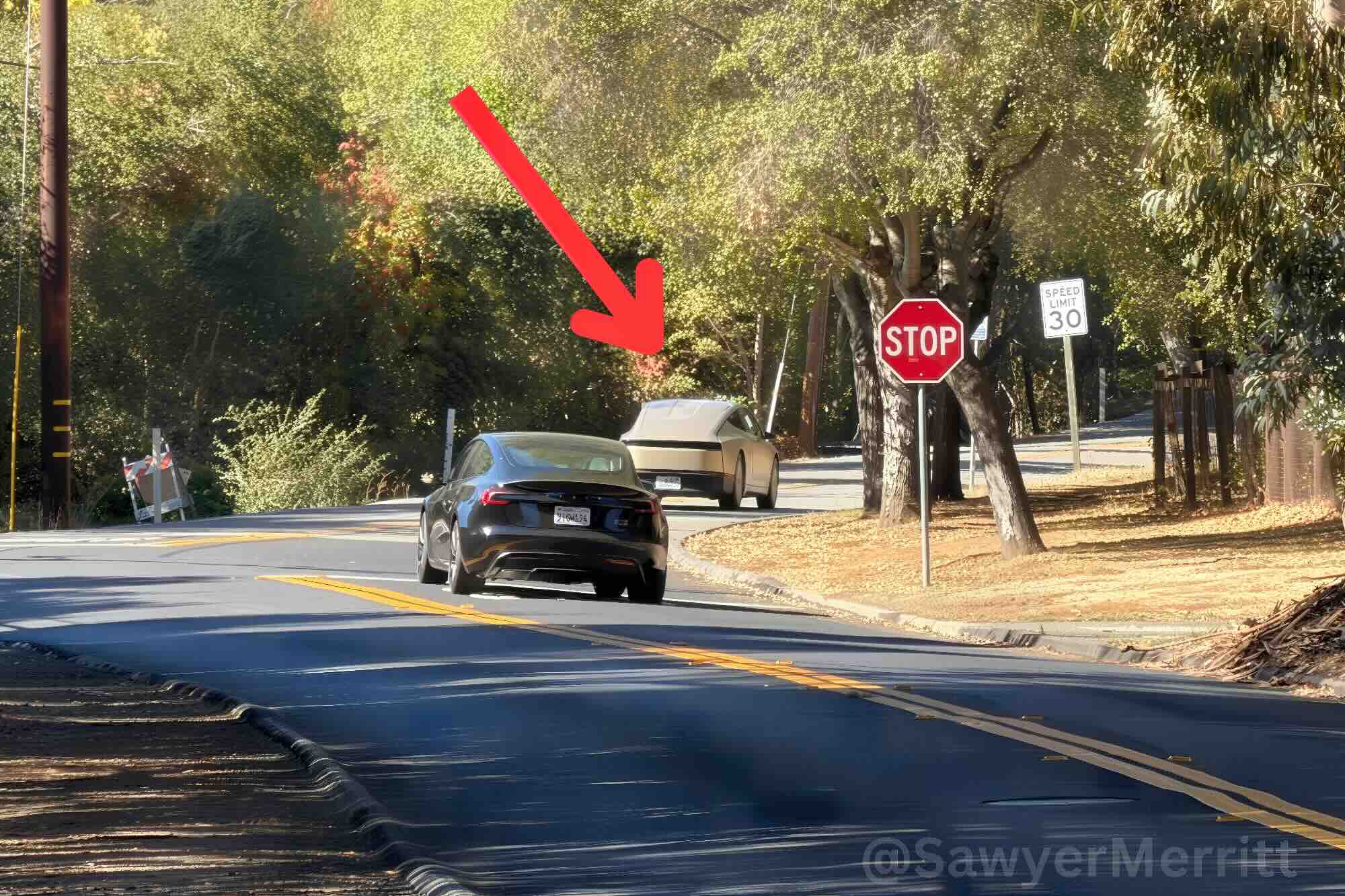 Tesla CyberCab Makes First Public Road Appearance in Los Altos