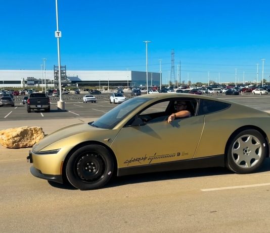 Tesla Cybercab Spotted Testing at Giga Texas With Steering Wheel and Mirrors Tesla Cybercab