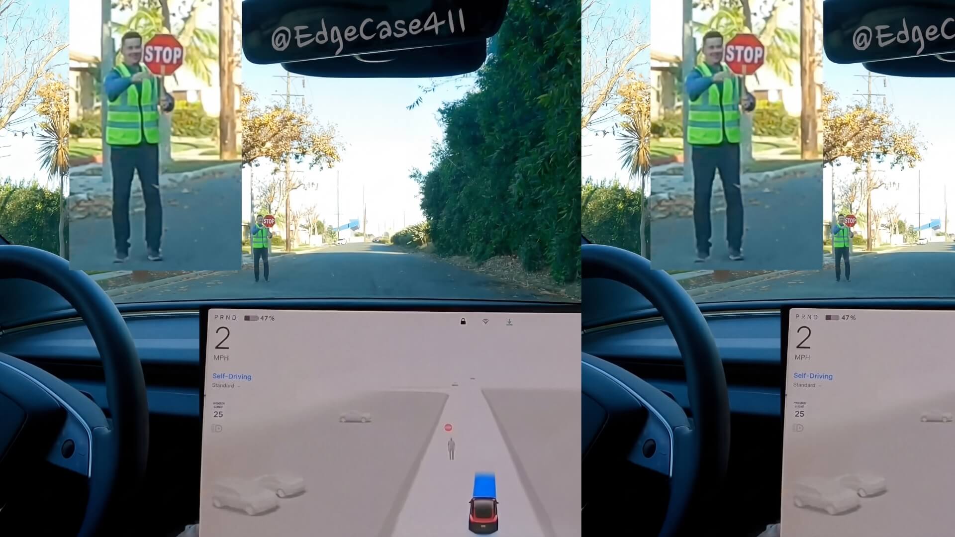 Tesla FSD v14.2.1 Responds to Hand Control